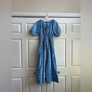 NWT J.Crew Provence Smocked Waist MIDI dress in Marigold Blooms Size XS